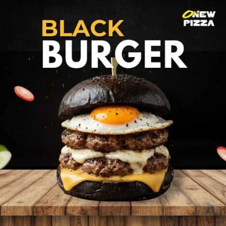 Black burger disponible sur le site de restaurant O New Pizza