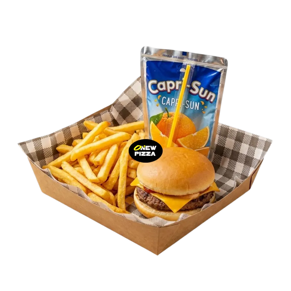 Cheese Burger + frites + Capri Sun - O New Pizza